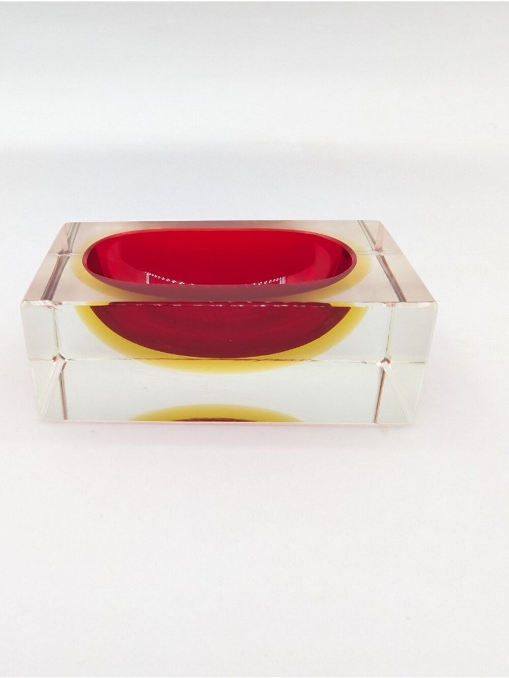 60s Flavio Poli Seguso Sommerso Murano Glass Bowl or Ashtray Optic MCM READ